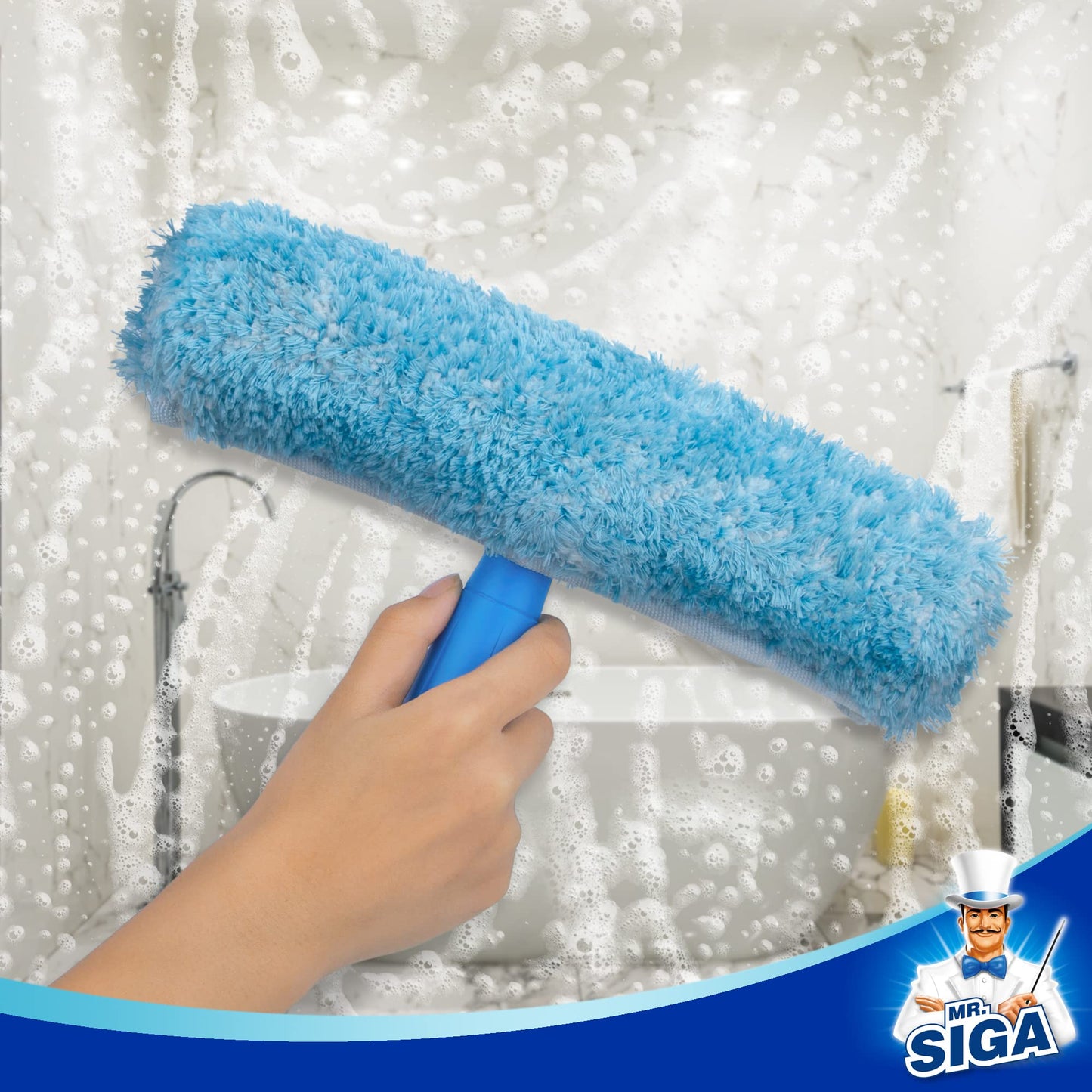 MR.SIGA Window Squeegee and Window Scraper Combo Set, 2 in 1 professional window cleaning kit, glass wiper for shower and glass door.