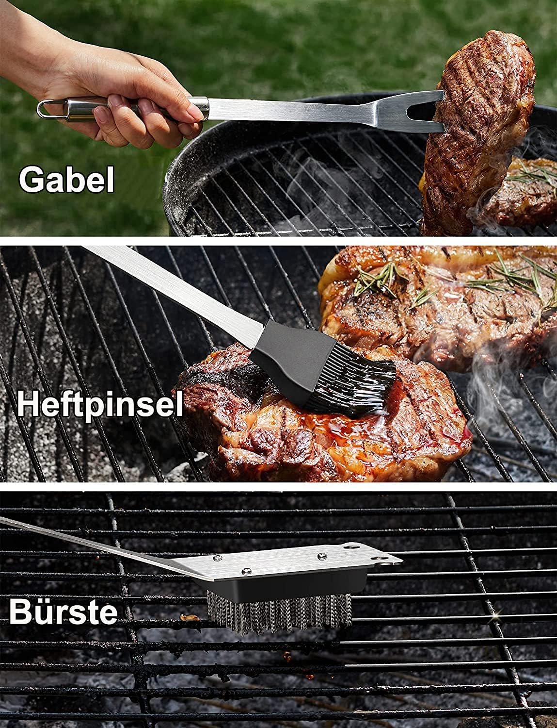 BBQ Tools Set, Grill Accessories Men's Gift Christmas, Stainless Steel BBQ Toolbox Set of 21, Grilling Accessories with BBQ Tongs, Spatula, and Apron, BBQ Grill Set Ideal for Outdoor and Camping.