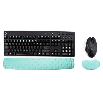 BRILA Wrist Rest – Ergonomic Memory Foam Wrist Support for PC Gaming Computer Laptop Work - Massaging Holes Design Wrist Rest (Aquamarine Bundle)