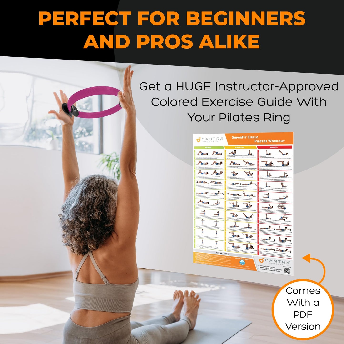 MANTRA SPORTS Pilates Ring Fit Fitness Ring Pelvic Floor Trainer for Women & Men, Pelvic Floor Training Device for Home, Leg Press Hip Trainer Leg Trainer Thigh Trainer Home Workout Equipment