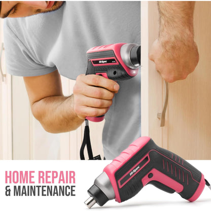 Hi-Spec 35-piece pink home DIY tool set with rechargeable USB drill. Ideal for repairs and maintenance in a convenient tool box - perfect for women and girls.