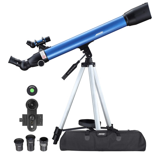 Aomekie Telescope Astronomy, 234X Refractor Telescope for kids beginners with 10X Smartphone Adapter Extendable tripod Bag Moon filter and Erect Image Finder Scope