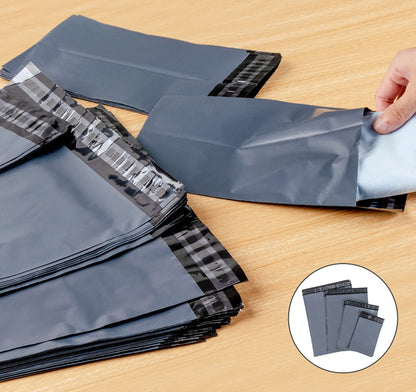 100 shipping bags plastic mailing envelopes with 4 sizes, self-adhesive and opaque, shipping bag merchandise bags plastic courier envelope shipping bags for clothing goods and textiles, Gray