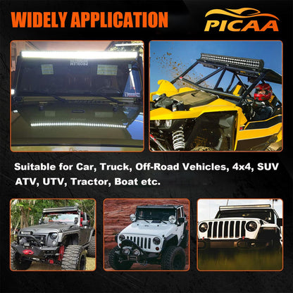PICAA Curved 32 Inch 180W LED Work Light Bar With Wiring Harness Kit, 12V 24V Led Lightbar Auxiliary Spotlight Headlight for Car Off-Road Truck 4x4 SUV ATV Vehicle Tractor
