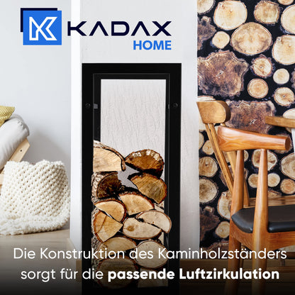 KADAX Fireplace Log Rack, Firewood Holder made of sturdy steel, black powder-coated log holder in various designs (29 x 40 x 90 cm)