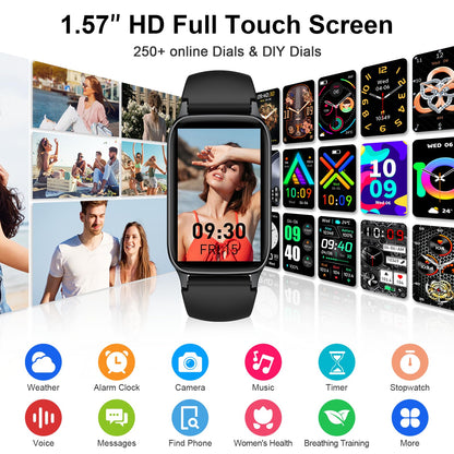 Men's Women's Smartwatch, 1.57" HD Fitness Watch with Phone Function, Waterproof Smart Watch 110+ Sport Modes, Fitness Tracker with Heart Rate Sleep Monitor Pedometer, Sports Watch for Android iOS