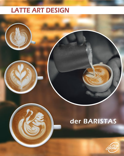 Pro@Home43 Barista Milk Jug Stainless Steel black anthracite 600ml (also 350ml) including Latte Art Pen / Milk Frothing Jug in gift box