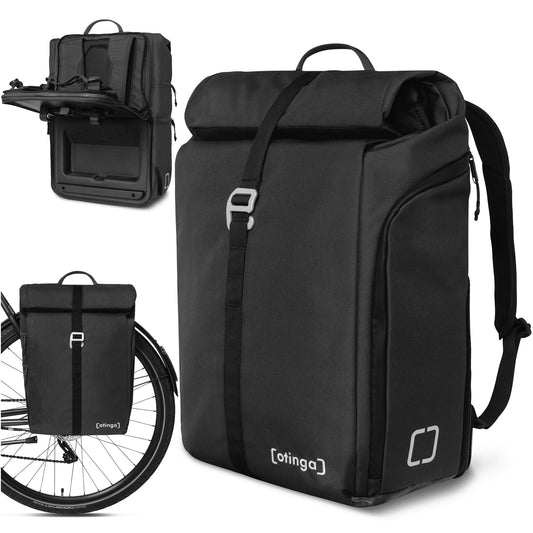 otinga® Flip V2 bike bag backpack [34L volume] for any luggage rack I Stylish luggage rack bag with backpack - converted in 7 seconds I Waterproof bike backpack luggage rack