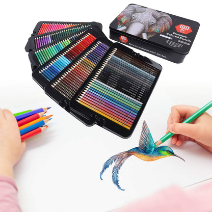 Atyhao 180pcs Colored Pencils with Metal Case for Artists Drawing Sketching Crafting Coloring Books Class Kids Students Gift Pencils