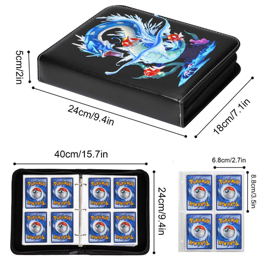 Pokemon card collection album, 400 cards, 4 pockets per page, 50 pages in total. Made of high quality waterproof PU leather. Perfect gift for kids.