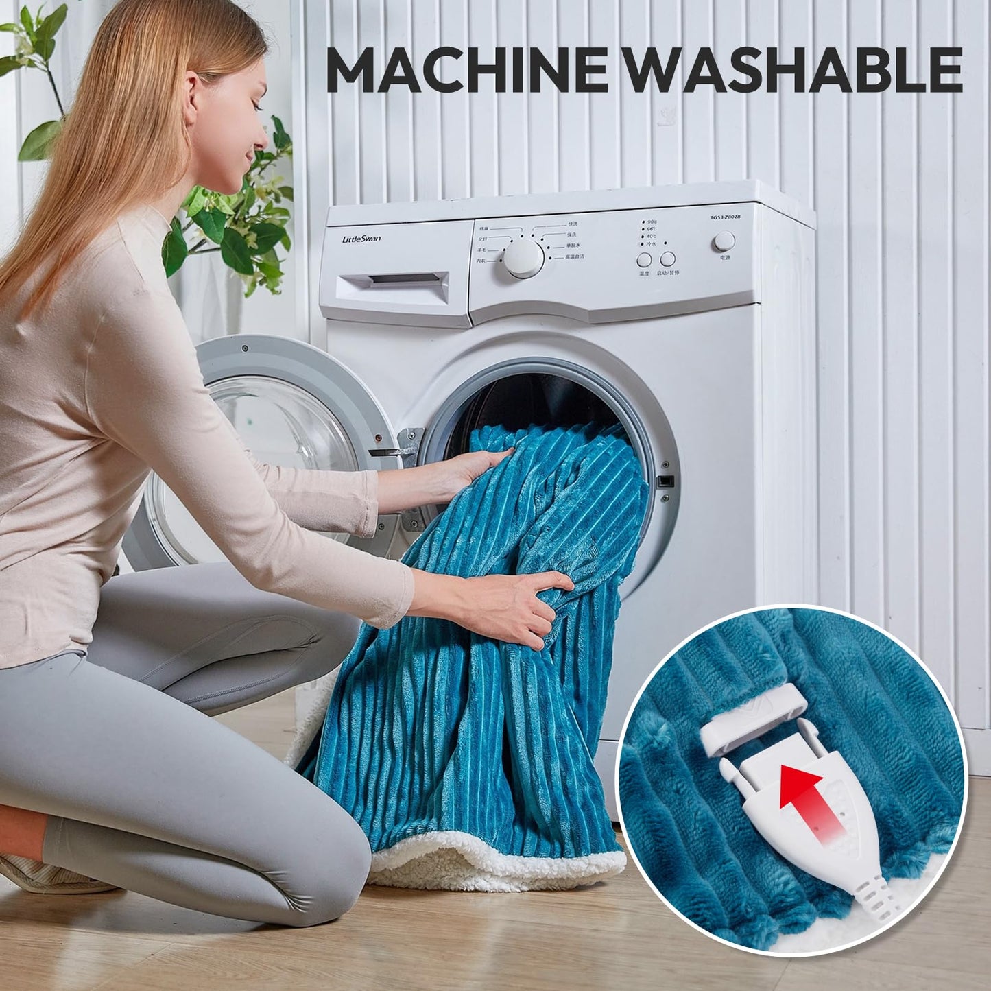 YDW electric blanket with automatic shutdown - 180x130 cm Warm heated blanket Electric Blanket Heatable blanket Electric for the bed Overheat protection Washable Cozy heating blanket - Turquoise