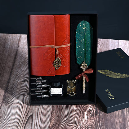 Cieex Calligraphy Dip Pen, Handmade Vintage Quill Pen Writing Ink Set for Stationery Gift.