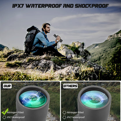 Monocular Telescope, 10-30X50 Zoom HD Monocular with IPX7 Waterproof Fogproof Shockproof, FMC BAK4 Prism Monocular Telescope High Power with Hand Strap Phone Adapter for Bird Watching Hunting Camping