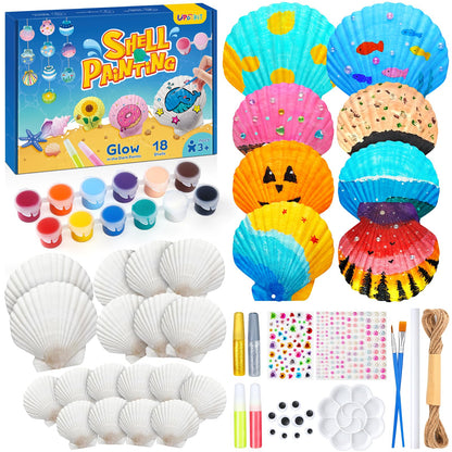 UPDOKIT Shell Painting Kids Set, children's birthday crafting, Christmas DIY Crafting Painting Toy craft set for kids aged 4 5 6 7 8 9 10 11 12 years old Girls Boys, Wind Chime Accessories