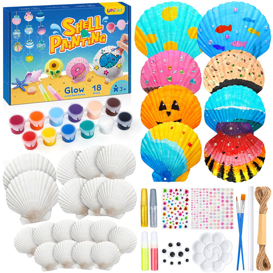 UPDOKIT Shell Painting Kids Set, children's birthday crafting, Christmas DIY Crafting Painting Toy craft set for kids aged 4 5 6 7 8 9 10 11 12 years old Girls Boys, Wind Chime Accessories