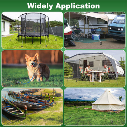 Ewilibe ground anchor 45.7cm made of steel for securing tents, swing sets, canopies, camping gear, trampolines, etc. Resistant to strong winds and rust.