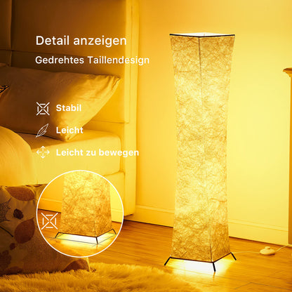 chiphy floor lamp, dimmable, 137 cm (S) tall, 3 levels of adjustable brightness, 12 W x 2 LED bulbs, column floor lamp with white fabric shade, for bedroom, nursery