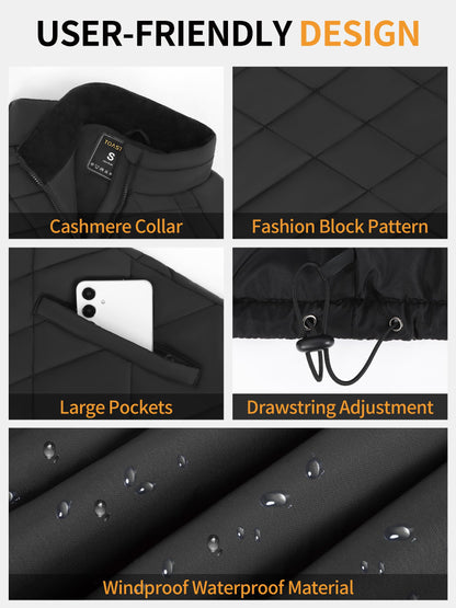 Vofuoti heated vest for women with 10000mah 5v battery, lightweight quilted heated vest for women, electric heated vest, for skiing, motorcycle riding, outdoor activities.