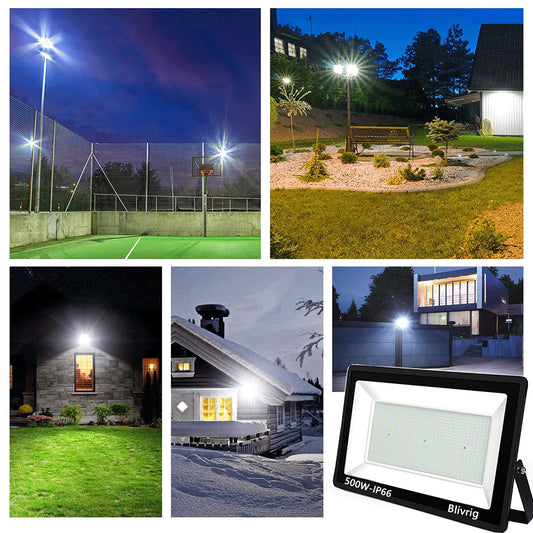 Blivrig LED Floodlight Outdoor 500W Warm White, Outdoor Floodlight, Super Bright 50000LM Floodlight, Outdoor Spotlight IP66 Waterproof, 3000K Outdoor Floodlight, Warm Spotlight for Garden, Garage, Yard