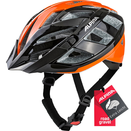 ALPINA PANOMA - Reflective & Optimal Ventilated Bike Helmet with Insect Net & Retrofit LED for Adults, black-orange, M (56-59 cm)