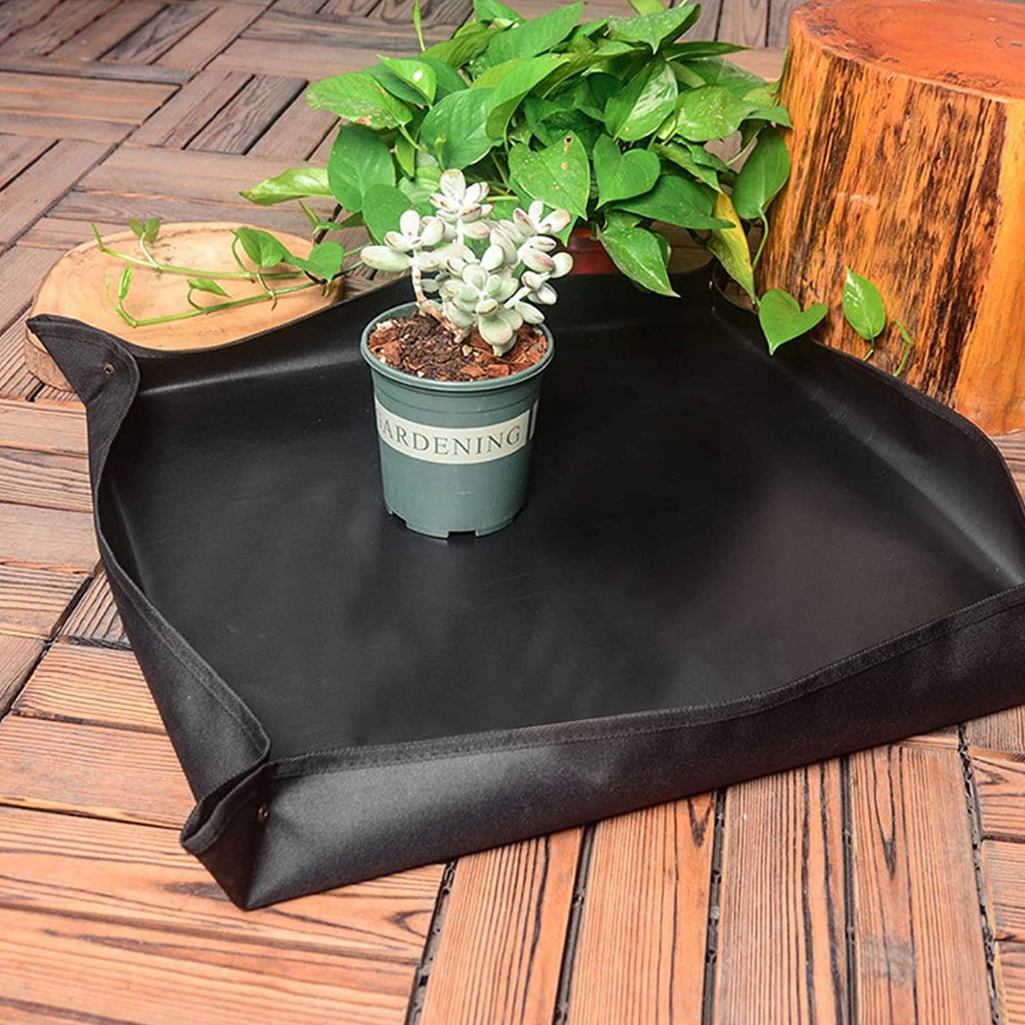 Succulent tool set, 14 mini hand garden tools + 1 pot mat, rake for indoor plants, garden hand tools black