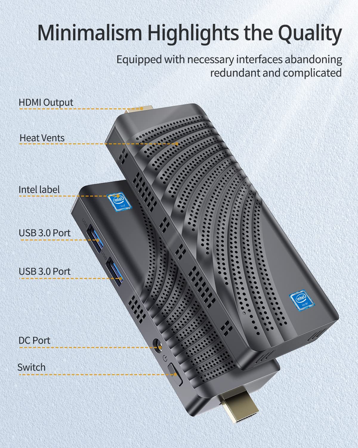 NiPoGi Mini PC Stick, Celeron N4000 Compute Stick, 4GB DDR4 64GB eMMC Stick PC Support 4K HDMI, Bluetooth, WiFi, Portable Mini Computer for Business, Home Office, Travel