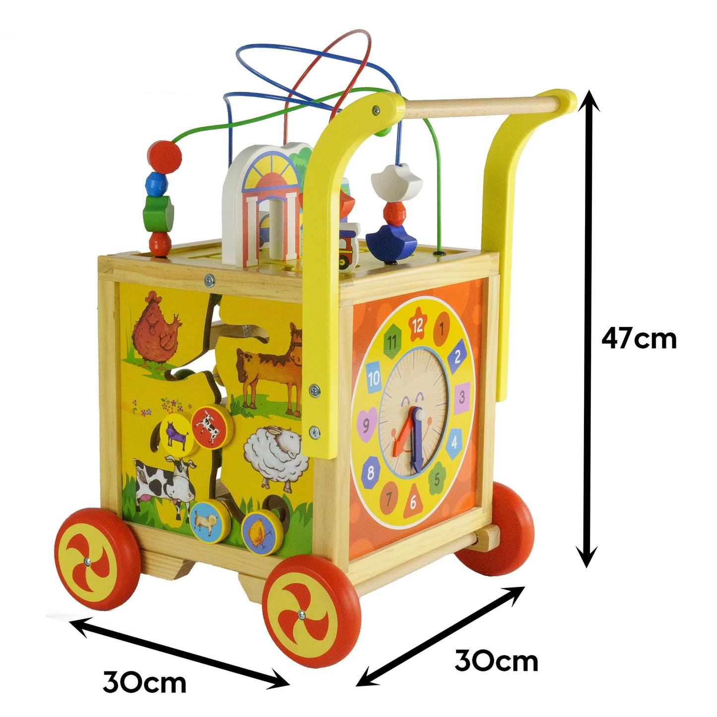 wuuhoo® wooden push along toy Fritzi - adjustable walker with puzzle and numbers - educational baby toy, push walker, wooden toy for children aged 1 year and up
