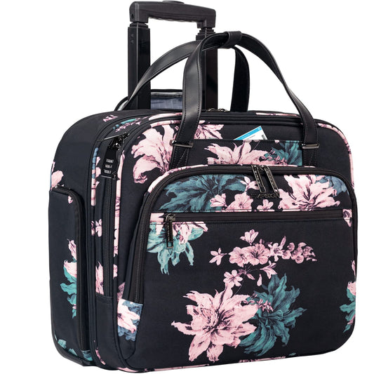 EMPSIGN Laptop Trolley Business Rolling Laptop Case with Wheels Up to 15.6 Inch Laptop Waterproof Briefcase for Travel/School/Men/Women
