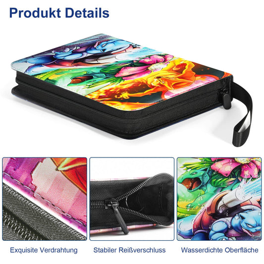 Pokemon card collector's album, 50 pages, holds up to 900 cards. Portable, waterproof PU card holder suitable for Ninjago cards.