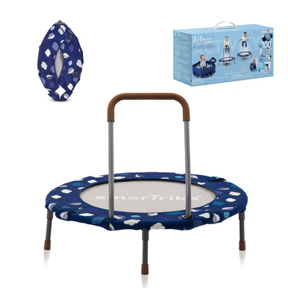 smarTrike Indoor Toddler Trampoline with Handle, Foldable Kids Trampoline, 1-5 Years (Ball Pit and Trampoline, Navy)