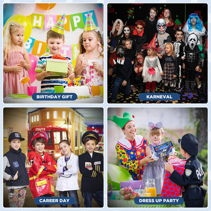 INNOCHEER Police Costume for Kids, Police Costume for Boys, Police Toy for Kids Boys Halloween Carnival (Police Costume for Kids, Medium-(5-7 Year))