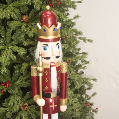 AI Store 120 cm Christmas Nutcracker Lifesize Large XXL Wooden Nutcracker Figure Christmas Decoration (Red King)