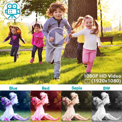 Kriogor Camera Kids, waterproof kids digital camera and video camera with HD 1080P/8MP/2 inch screen/32G TF card, gifts for kids (Blue)