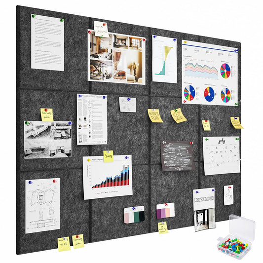 Uoisaiko Large Felt Pin Board for Office: Self-Adhesive Pinboards with 30 Push Pins - 12 Pieces 120x90cm Felt Memo Boards - Bulletin Board Wall Decor for Kitchen
