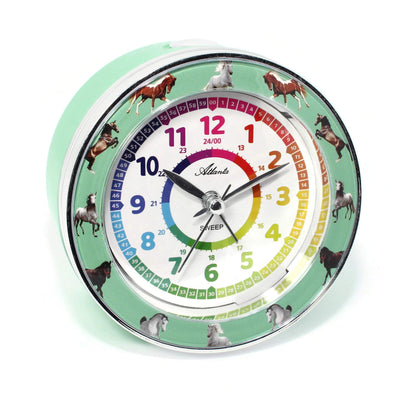 Atlanta children's alarm clock girl without ticking green horses - 1982-6