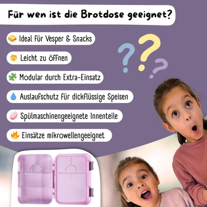 BEARFOOT Kids BPA-free lunchbox/bento box with compartments, for girls & boys, school & kindergarten (unicorn)