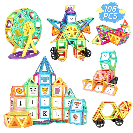 mysoler Magnetic Building Blocks 106 Pieces mini Magnets Kids Magnetic Toys Magnet Toy Magnet Blocks for Children aged 3 and up for Boys and Girls-Learning Toys Birthday Preschool