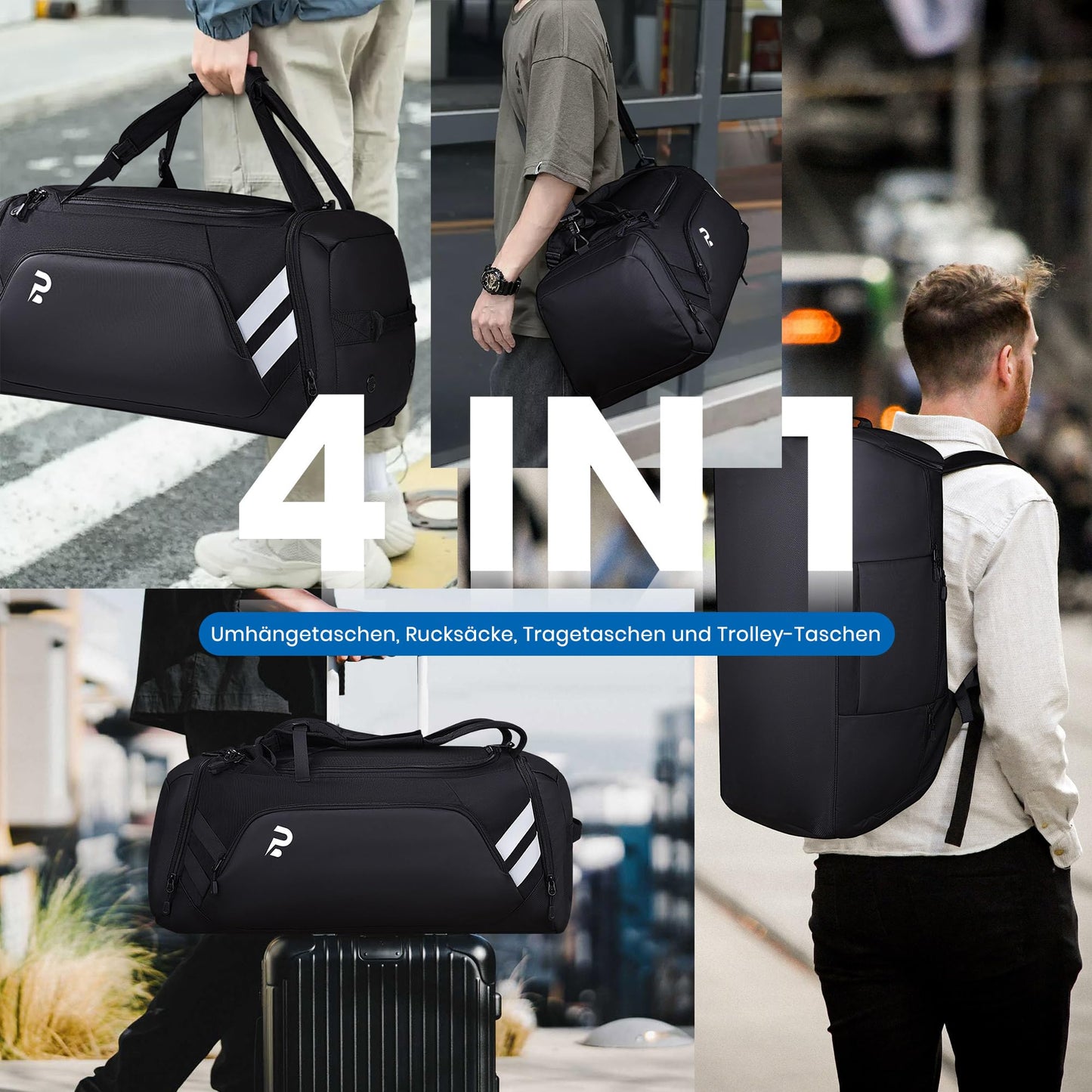 Sports bag for women and men, 58L travel duffel bag with shoe compartment and wet pocket, training bag men sauna bag fitness bag gym bag for fitness, swimming, sports, travel.