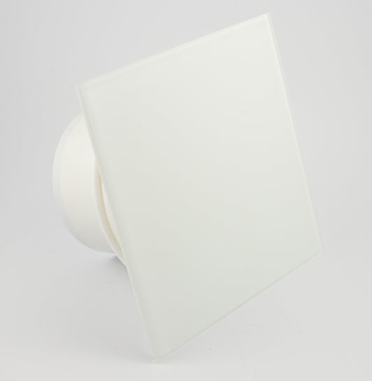 Fan Bathroom Extractor Fan with integrated backdraft shutter Glass front powerful 105 m³/h very quiet 39 dB ball bearing made in EU White