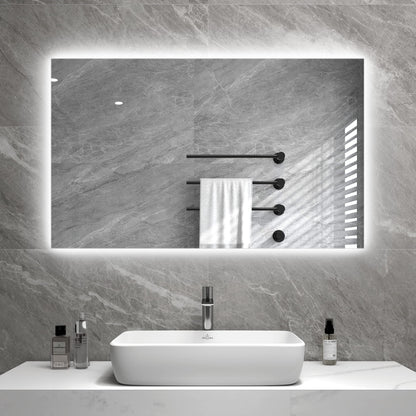 byecold Infrared Heater Mirror 580W Wall Mounted with LED (100x60cm), Mirror Heating Electric Infrared, Electric Bathroom Mirror Heater, Fog-Free Bathroom Mirror with Overheat Protection Heating Plate