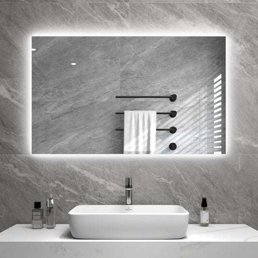 byecold Infrared Heater Mirror 580W Wall Mounted with LED (100x60cm), Mirror Heating Electric Infrared, Electric Bathroom Mirror Heater, Fog-Free Bathroom Mirror with Overheat Protection Heating Plate