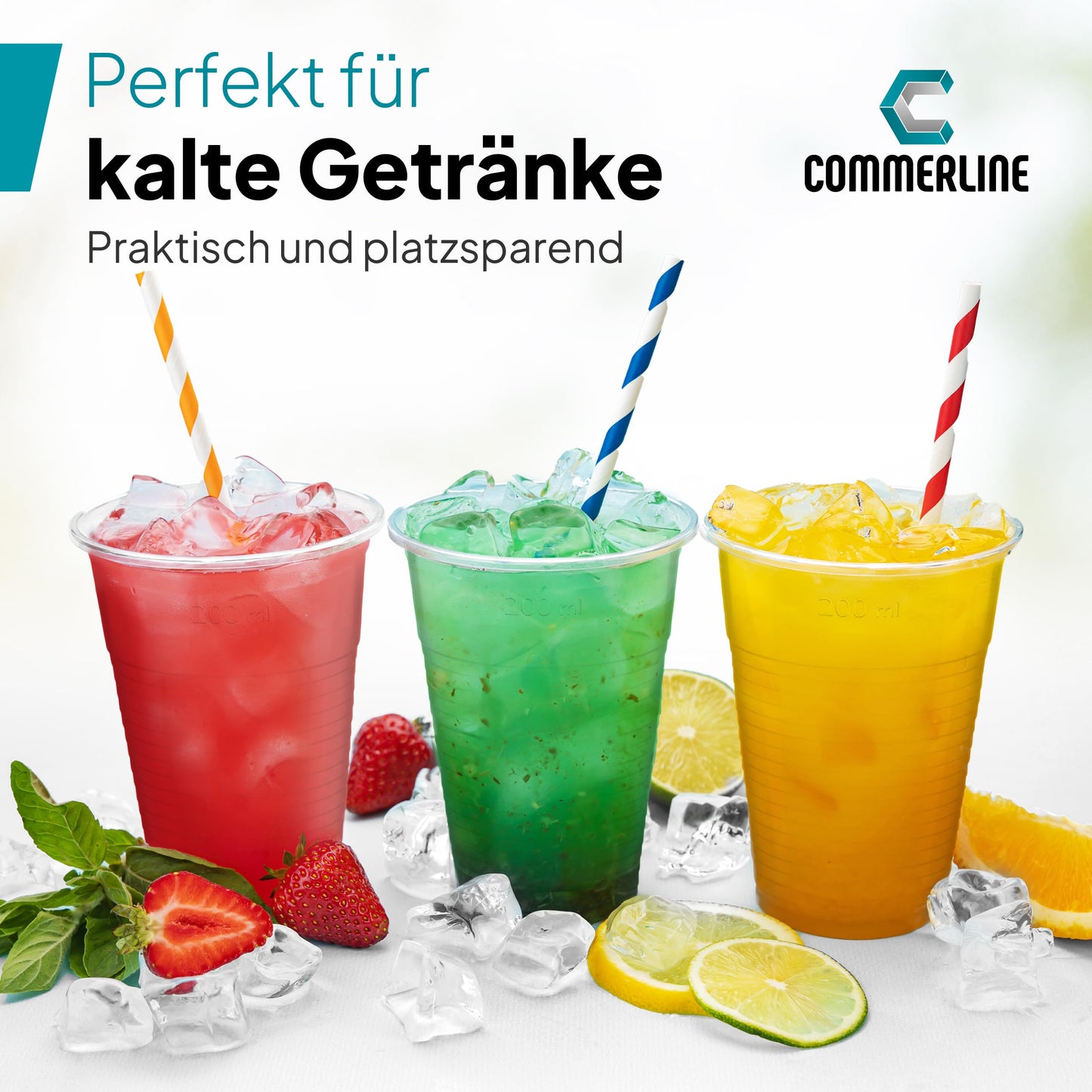 Commerline 100 Piece Plastic Cups 0.5L Drinking Cups, Plastic Transparent Cups, Party Cups, Plastic Cups, Water Cups Dispensing Cups