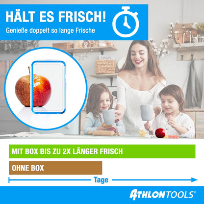 ATHLON TOOLS 4x 3L Fresh-keeping container set in gastro-quality - 100% airtight and leak-proof -40 to +100 degrees - for all foods - BPA-free - storage containers for refrigerator (3 L | 4 pcs)