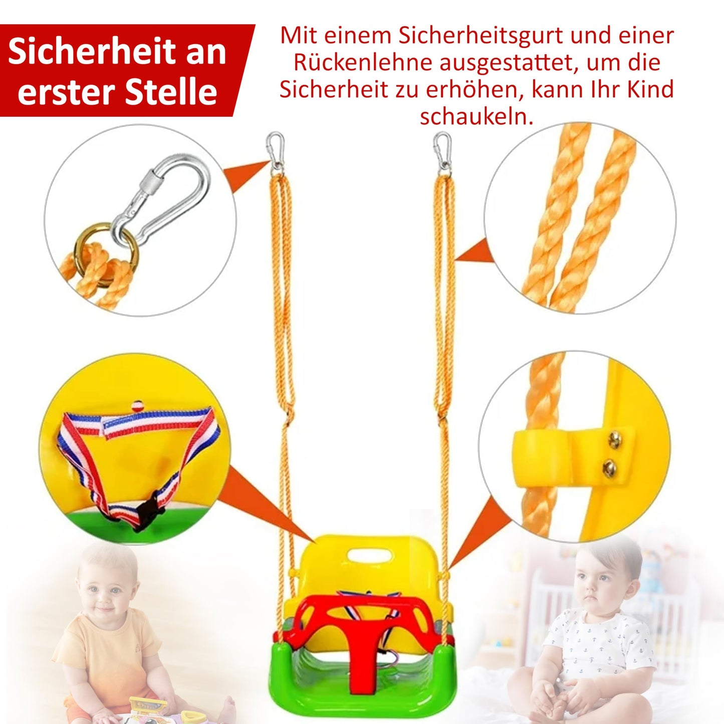 COIL Kids Swing Baby Swing Outdoor 3-in-1 Swing Baby Adjustable Kids Swing Indoor with Backrest Swing Indoor Kids Swing Seat Toddler Swing (C0348-Green)
