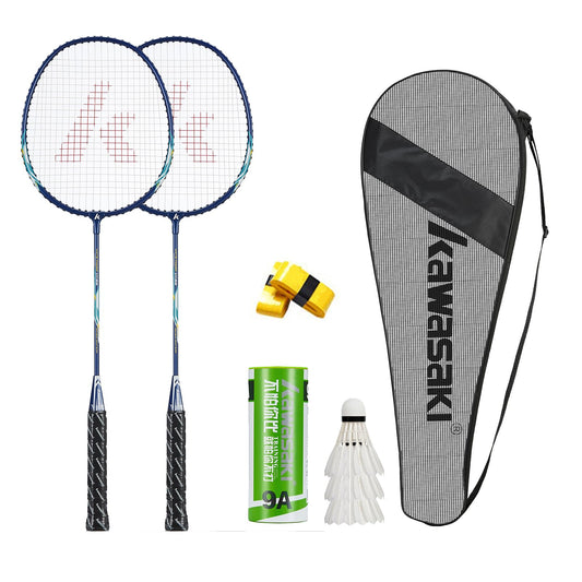 Kawasaki badminton racket shuttlecock set racket badminton racket professional with 3 badminton balls 1 racket bag 2 shuttlecocks for training, sport - parent product (blue)
