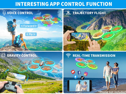 i9C Drone with HD Camera for Kids, Mini Drone with Colorful LED Lights, RC Quadcopter with Headless Mode, Flight Path, Toy Gifts for Boys Girls Beginners