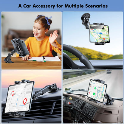 OHLPRO Tablet Holder for Car with 3M Adhesive Pads, 360° Rotating Adjustable iPad Car Mount, Universal Windshield & Dashboard, for All 5-13 Inch Phones and Tablet Holders