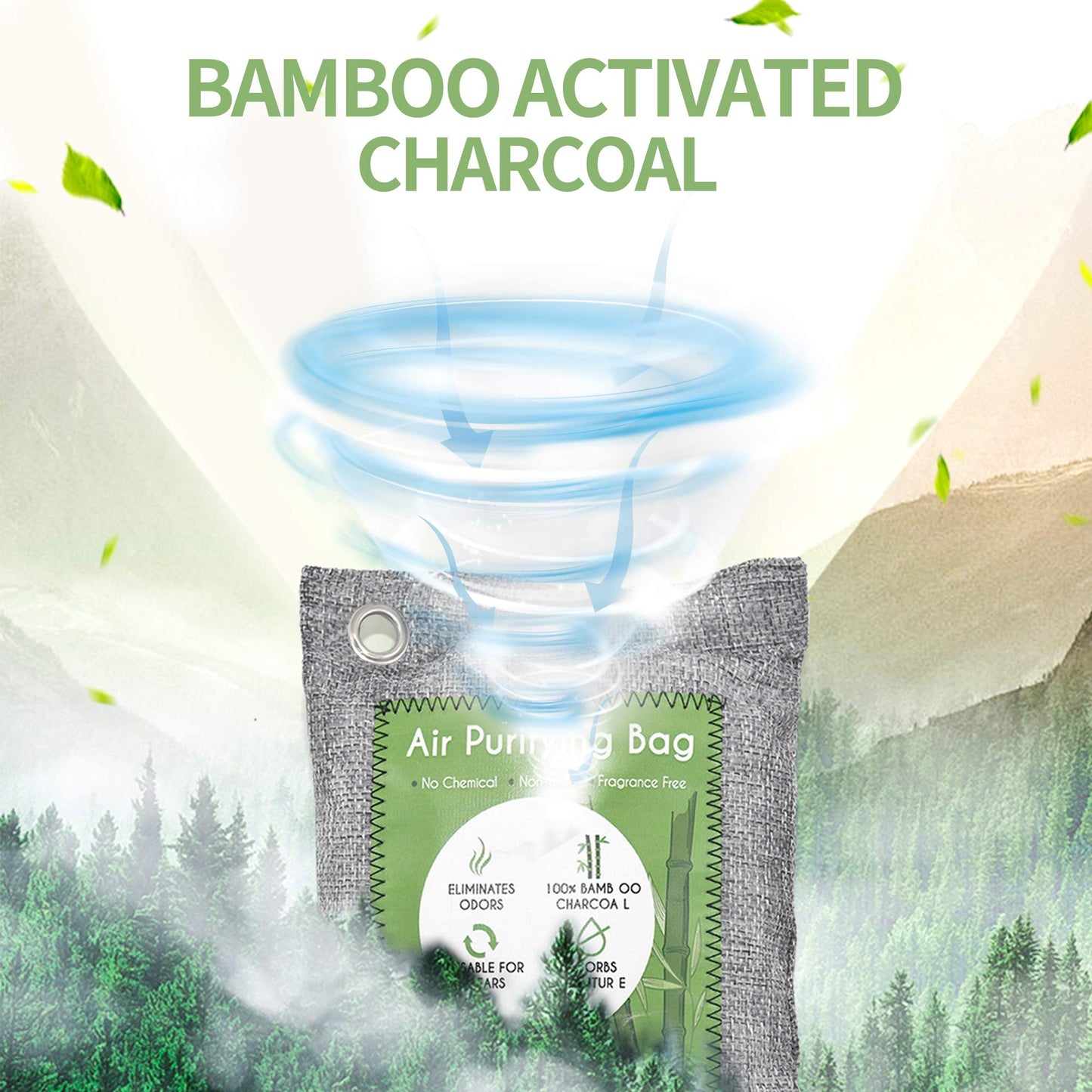 12-Pack Bamboo Charcoal Air Purifying Bag, Activated Charcoal Bags Odor Absorber, Moisture Absorber, Natural Car Air Freshener, Shoe Deodorizer, Odor Eliminators for Home, Pet