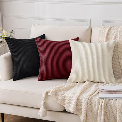 Slozzi 2-piece set corduroy pillowcase wine red 50x50 cushion covers pillow cover decorative pillowcase couch cushion soft for sofa bedroom living room balcony