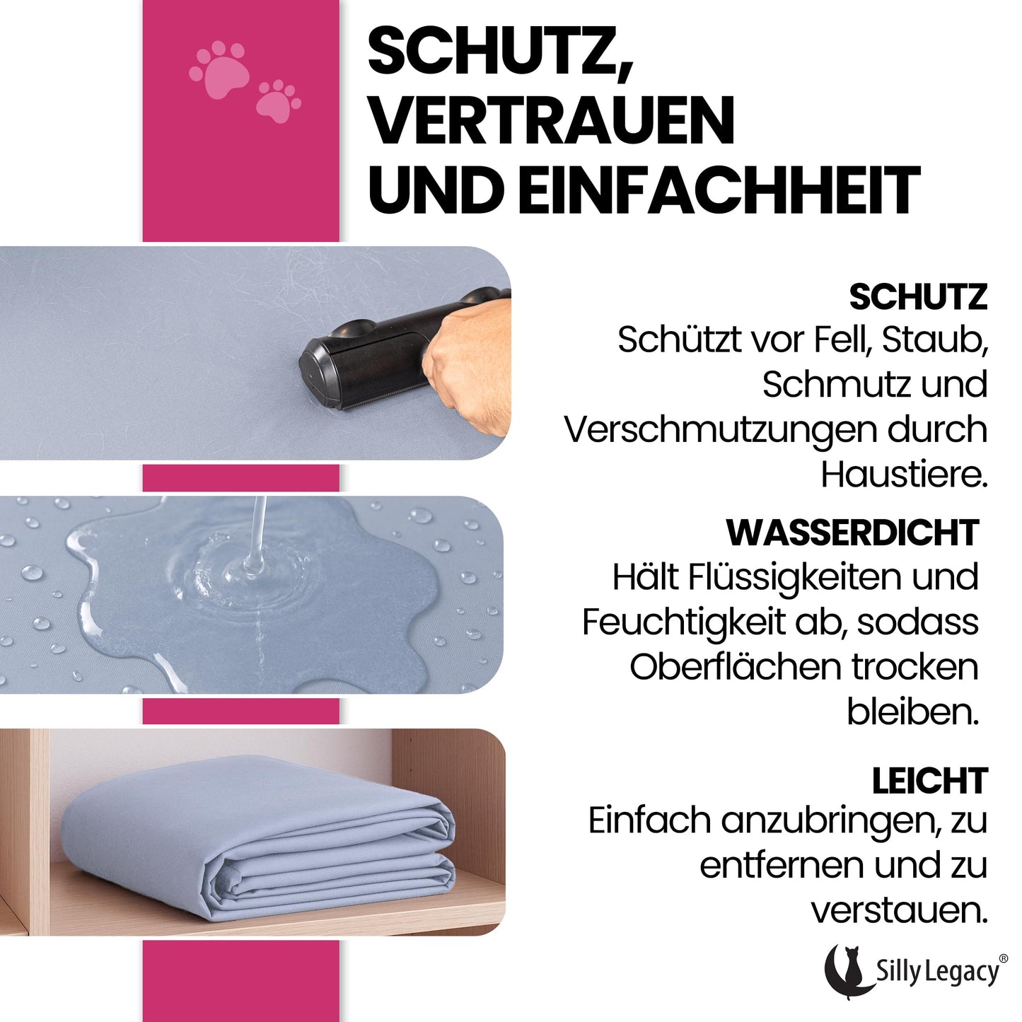 Waterproof mattress protector (double, 244 x 208 cm; gray) - Soft, thin, and reversible blanket for dogs, cats, other pets; Incontinence, urine, dirt, pet hair, saliva.